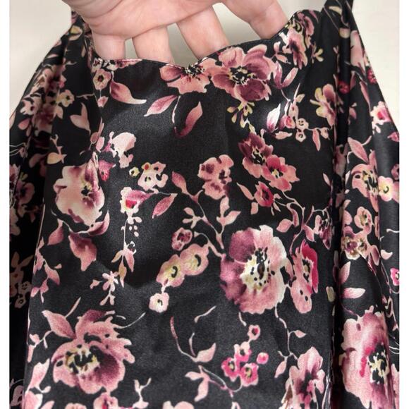 Lane Bryant Cacique Nightie Robe Set Floral Scalloped Edge 18/20 Black Pink 1815 - Picture 4 of 8